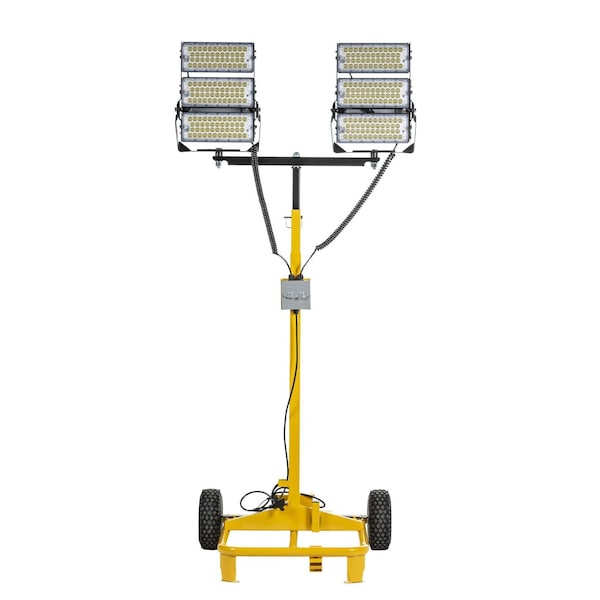 Bulldog Portable 600W LED Light Tower w/ Cart, 105,000 Lumens, 6.5ft-9ft Adj. Height, 6 LED Swivel Banks P11600 - main